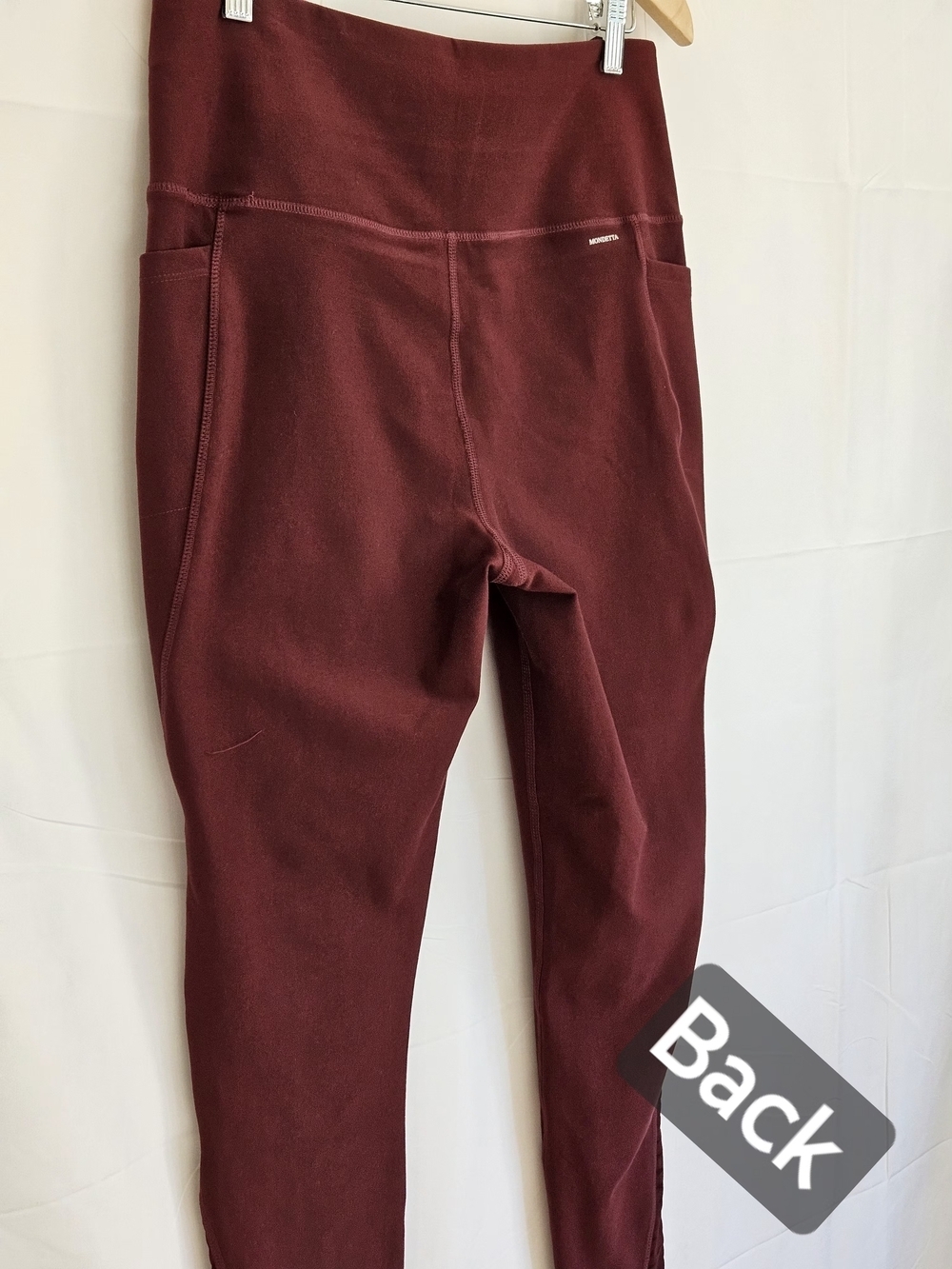Mondetta Burgundy High Rise Moto Leggings w/ Pockets Size L - Picture 5 of 15